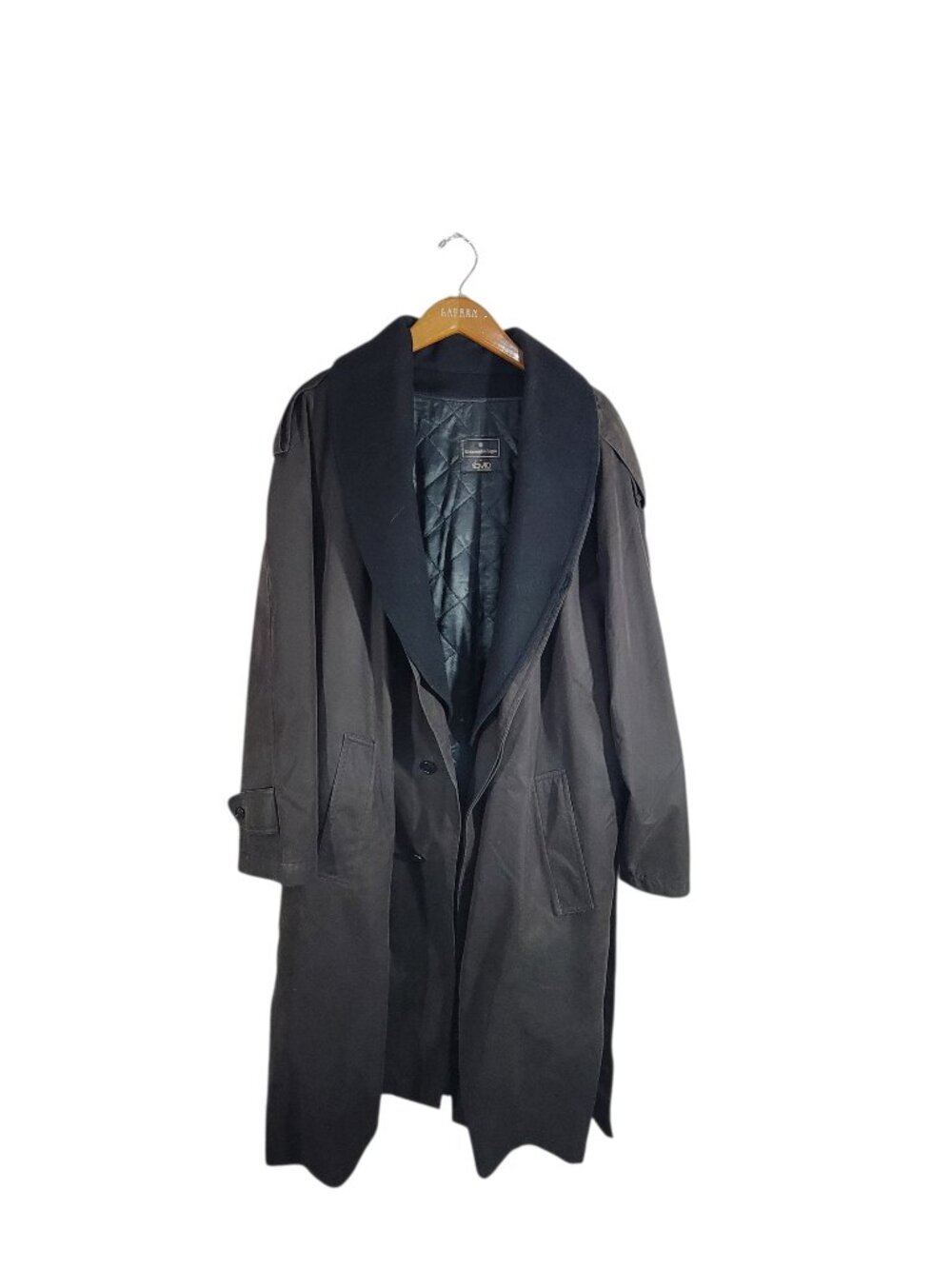 Ermenegildo Zegna Trench Coat Mens 54 US XL Brown Black Wool Blend Belt Lined